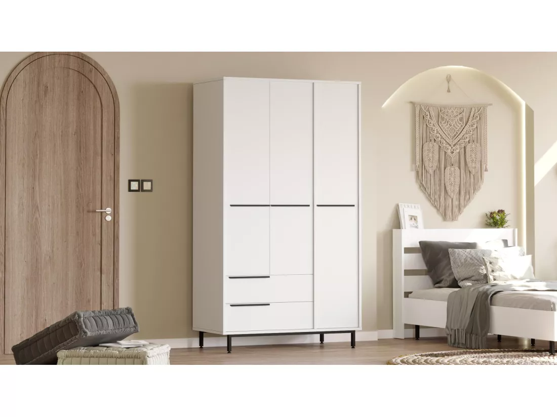 Armoire OCEAN WR112 3D2D6S 112x55x196 Blanc