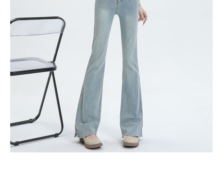 Denimot - High Rise Washed Slit Bootcut Jeans (diverse designs)
