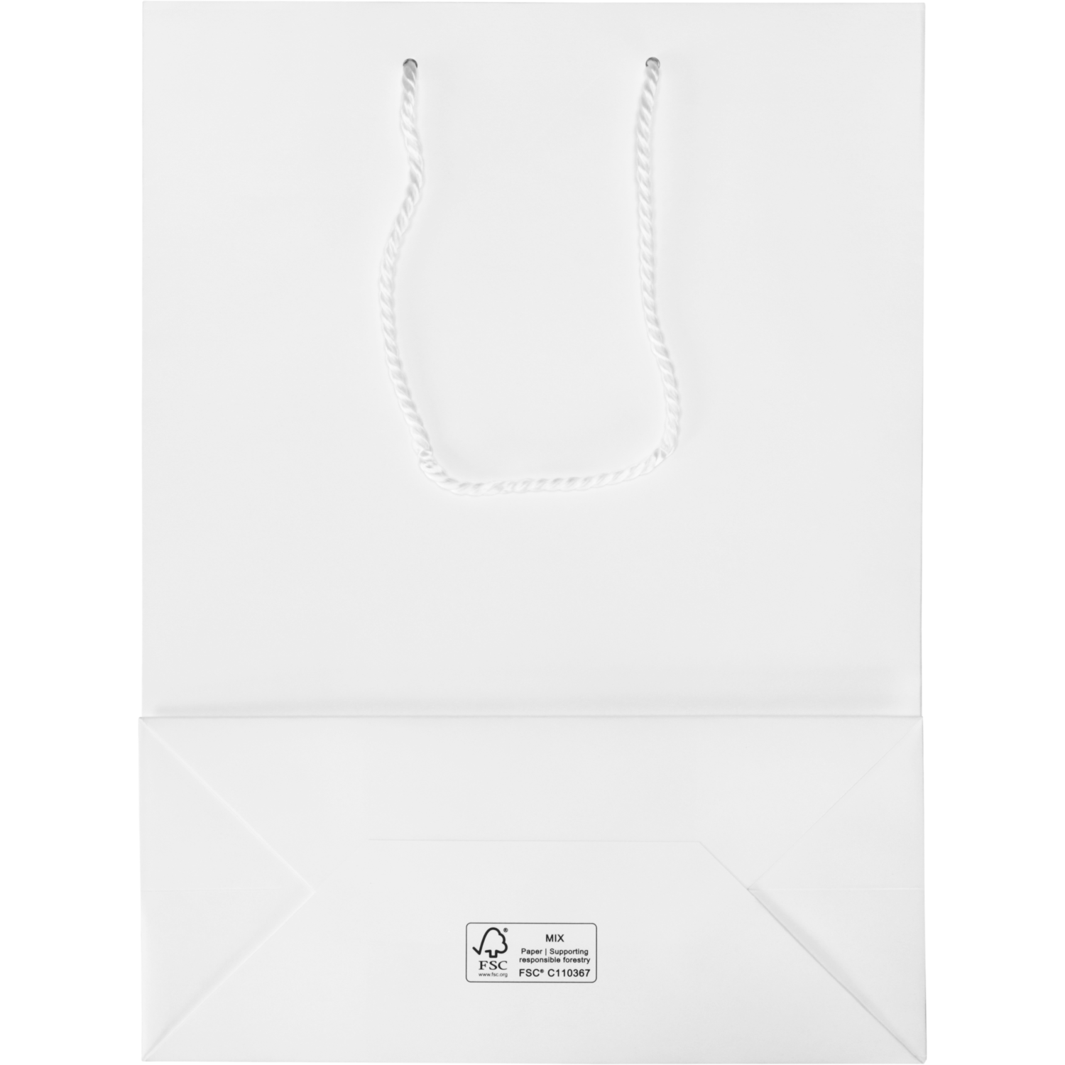 Tas, Papier, met koord, 27x 12x37cm, draagtas, wit