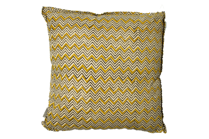 Kussen katoen blockprint 45x45 Kussen Santa Eulalia mustard 45x45
