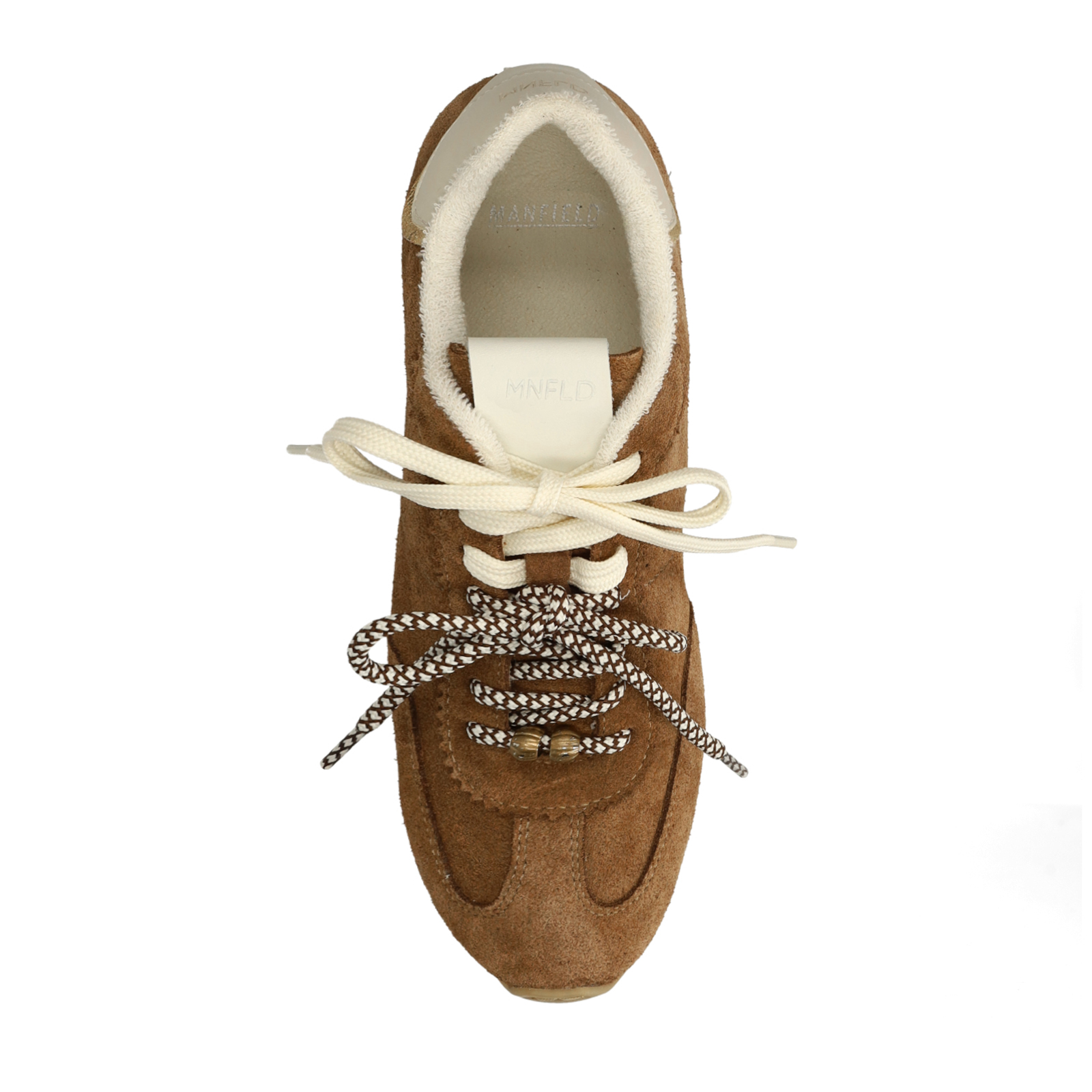 Bruine suède sneakers met dubbele vetersluiting