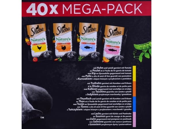 SHEBA Natures blanding av smaker i sausposer til katter 40x85g