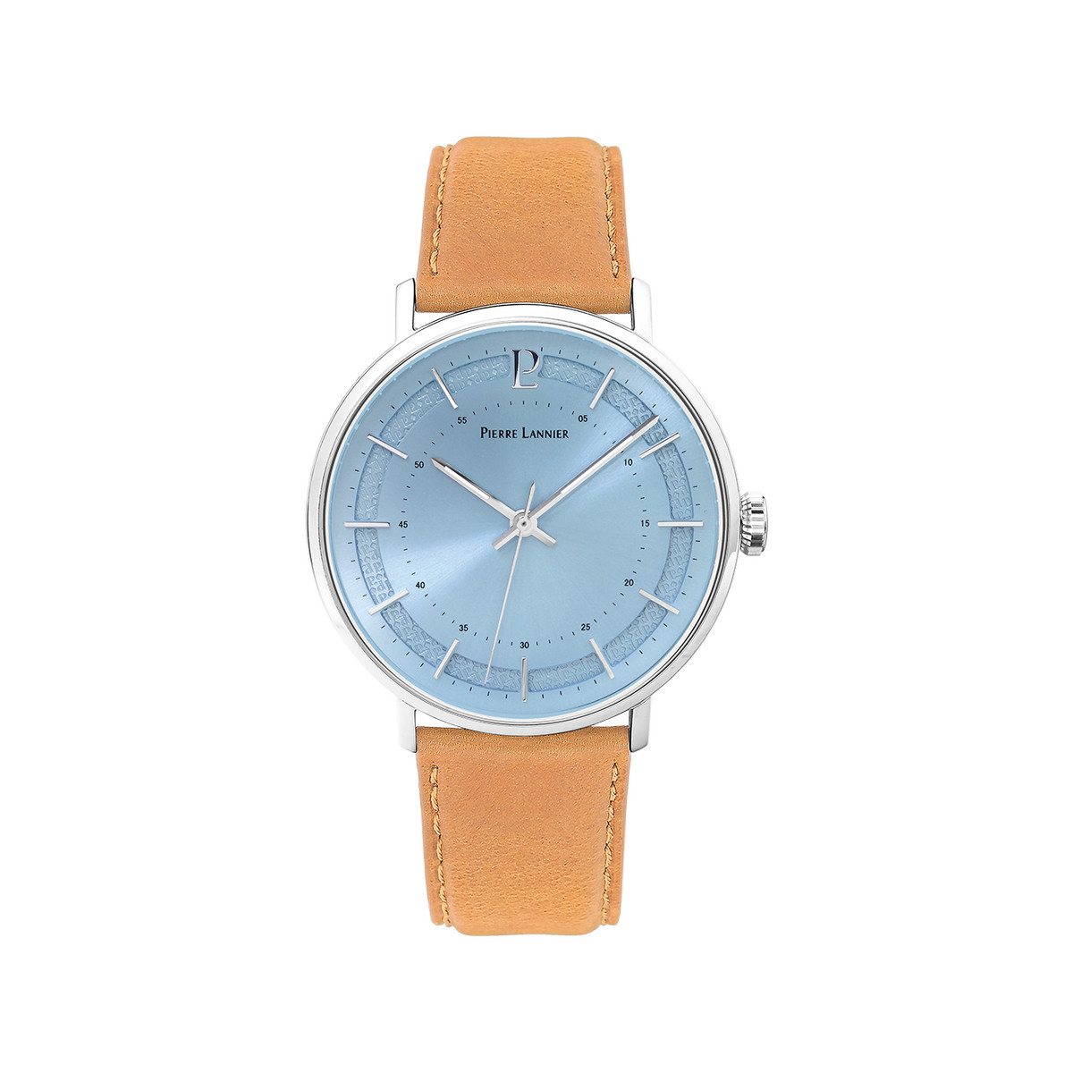 Montre Pierre Lannier homme acier bracelet cuir brun