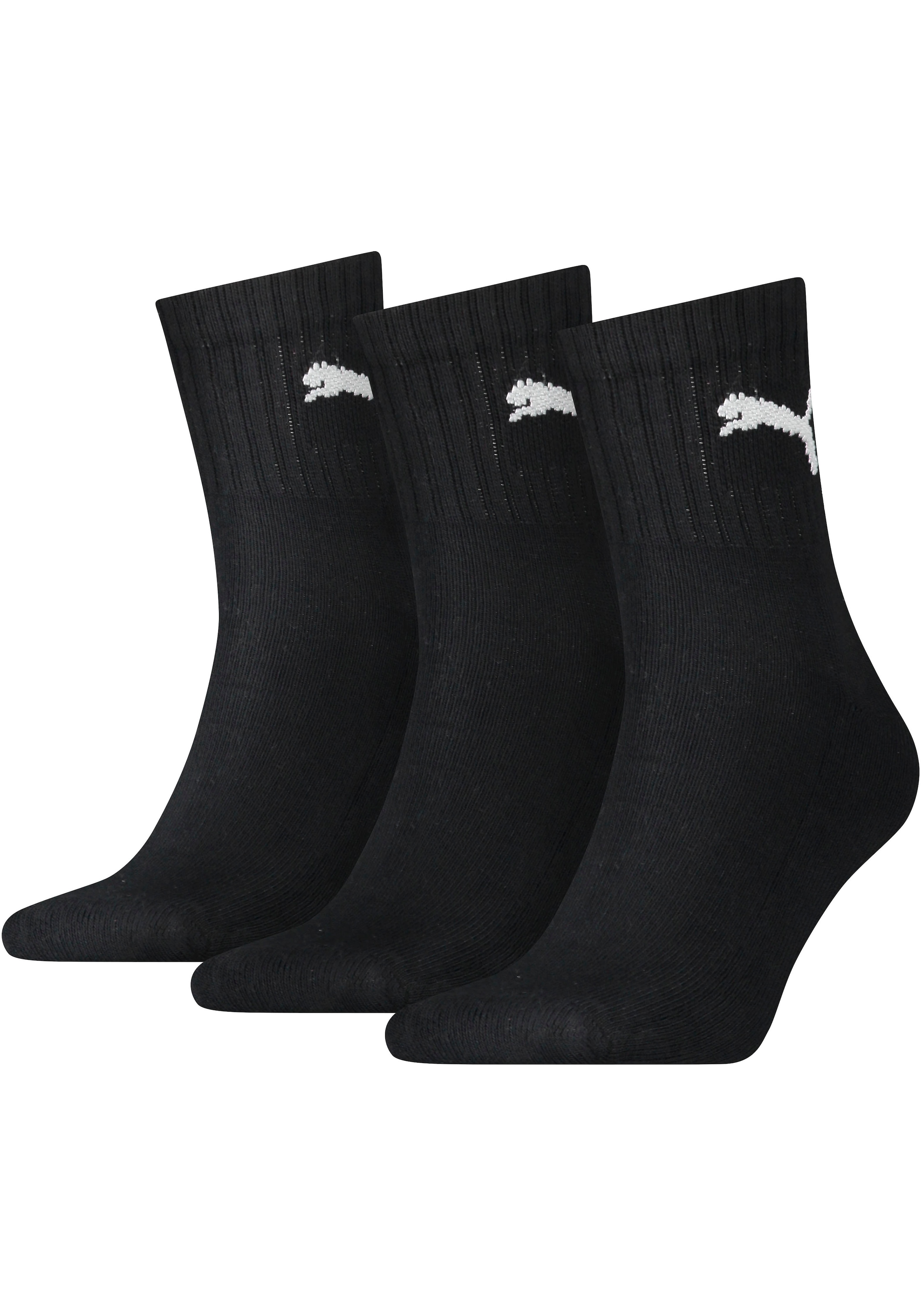 PUMA Sportsocken »short crew« 3 Paar tlg. gepolsterte Frottee-Sohle, atmungsaktiv
