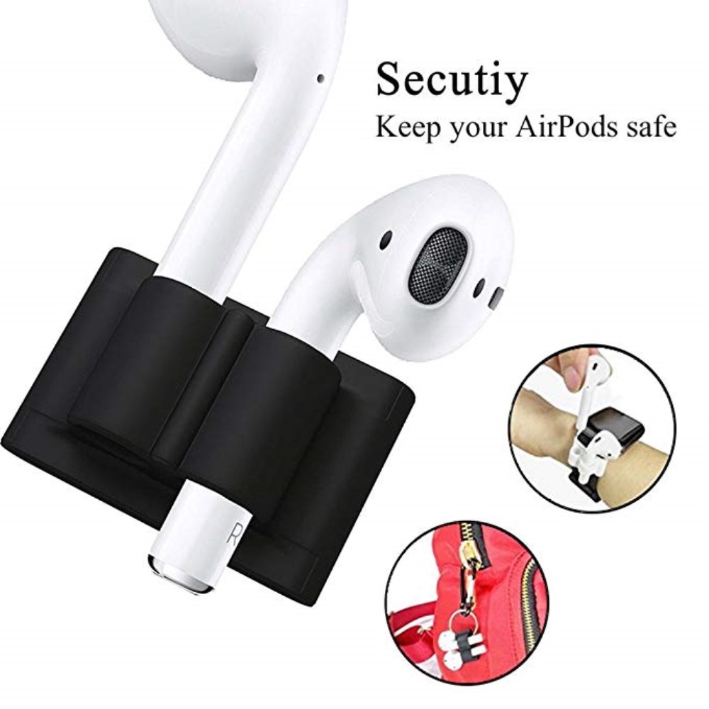 AirPods Anti-Lost Silikon Clip Halterung für Apple Watch Armband - Schwarz