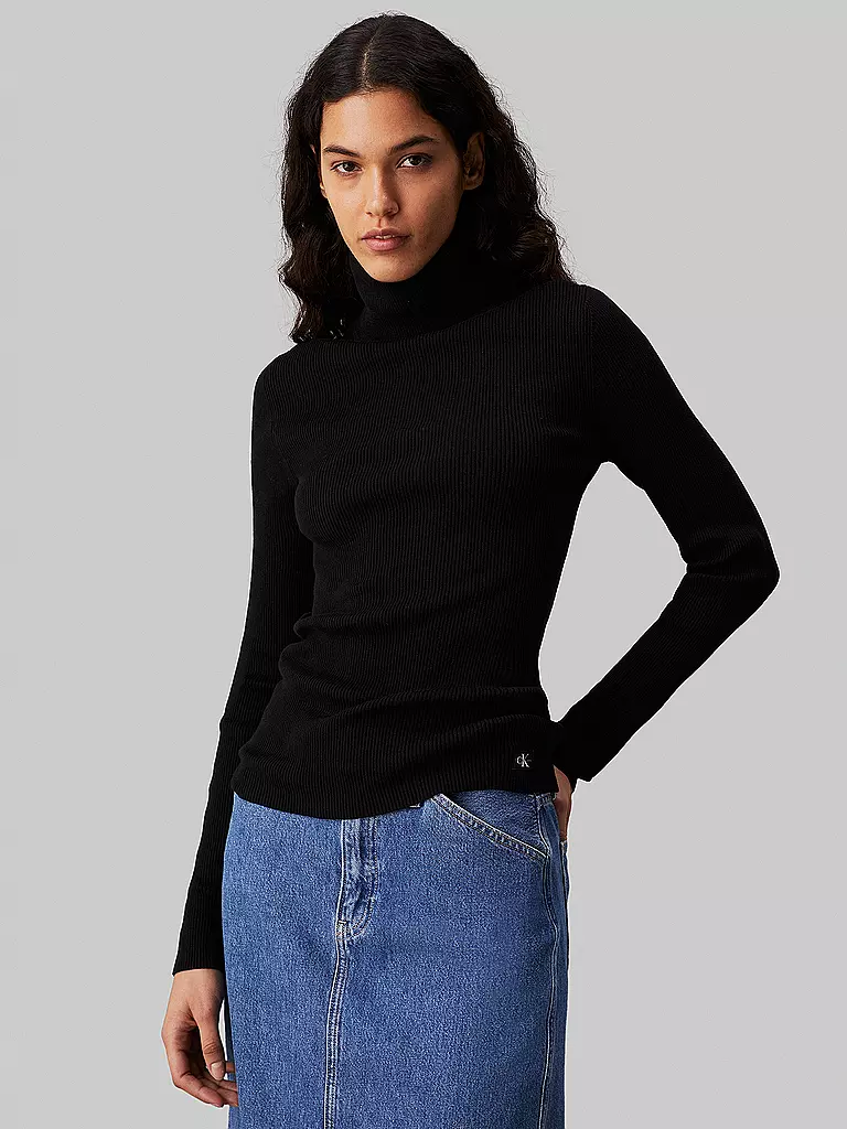 CALVIN KLEIN JEANS Rollkragenpullover schwarz