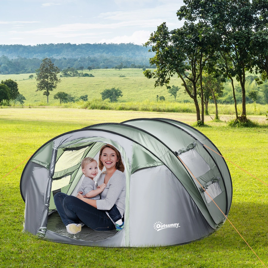 Outsunny Campingzelt für 4-5 Personen dunkelgrün, grau
