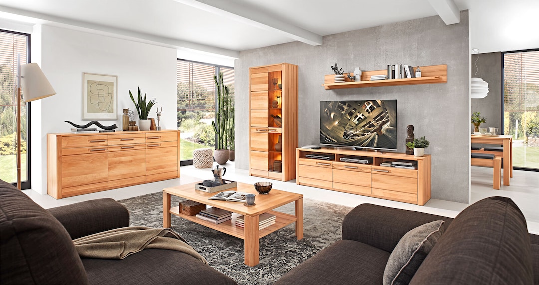 Wandboard Nature One 180x24x22 cm cm braun Teilmassiv Buche lackiert