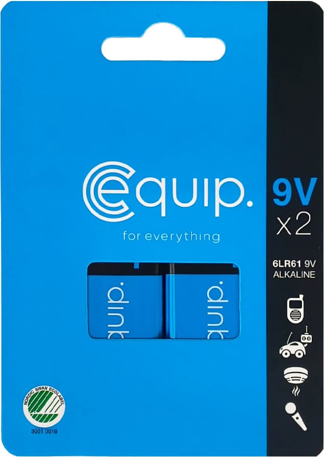 Udstyr 6LR61-PP3 batteripakke (2-pak)