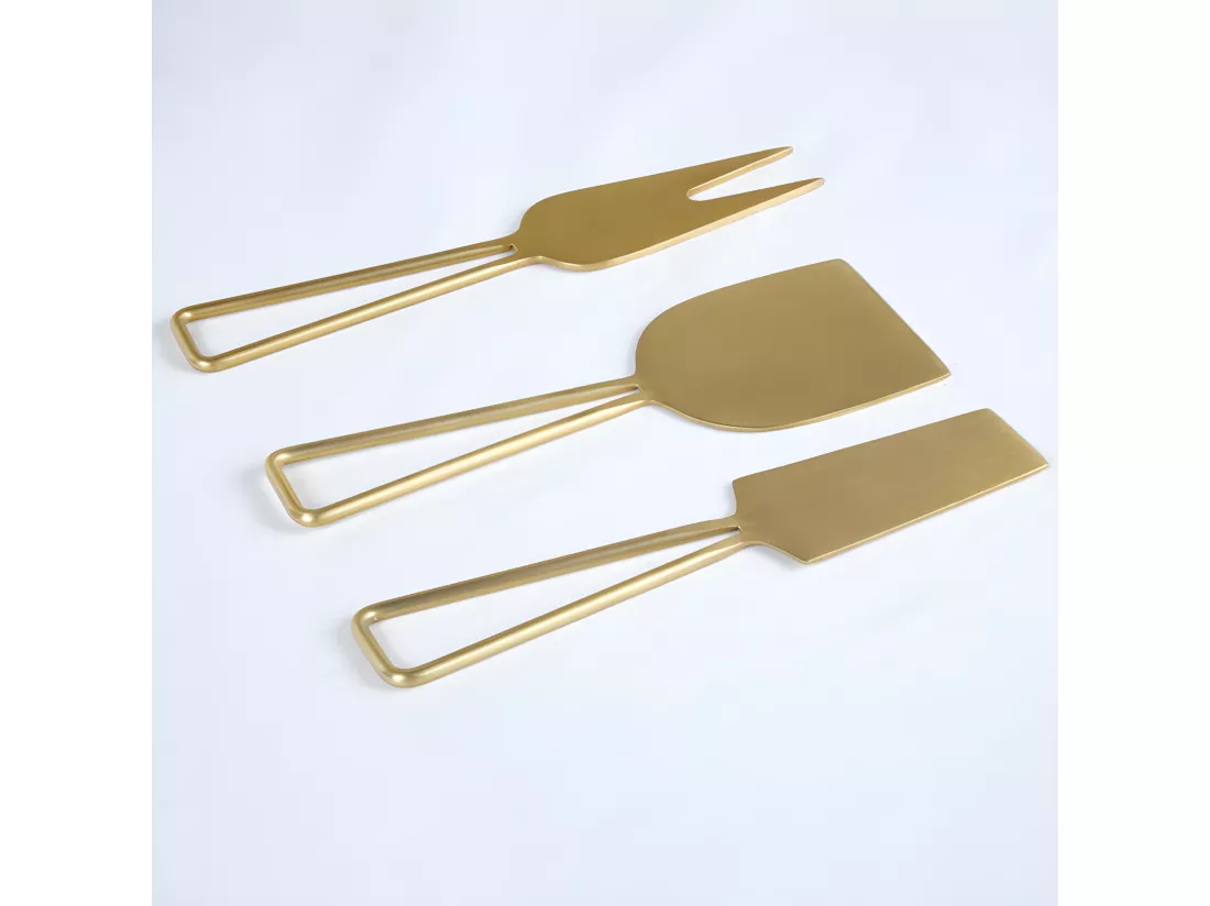 Service à fromage 3 couverts acier inox doré finition brossé - 8122