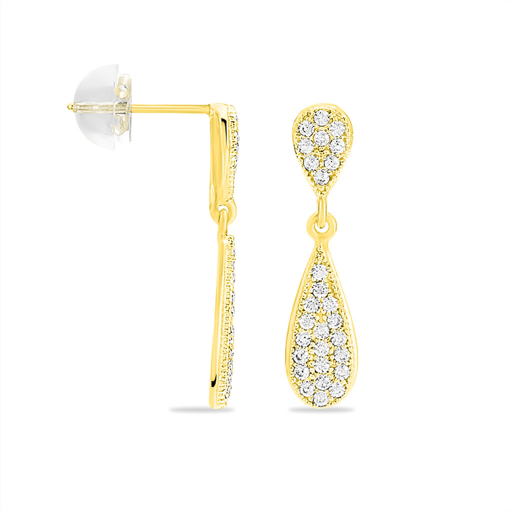 Boucles D'oreilles Pendantes Reiko Or Jaune Oxyde De Zirconium