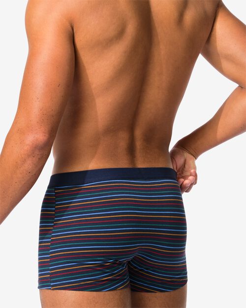 3 boxers homme modèle court coton stretch rayures bleu foncé