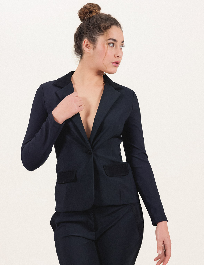 HBT POWER BOOST | SHIRLEY VESTE POLYAMIDE ET DENIM NOIR