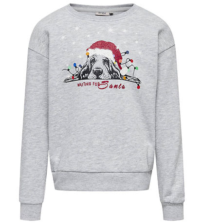 Kids Only Sweatshirt - KogYda - Xmas Life - Light Grey Melange/B