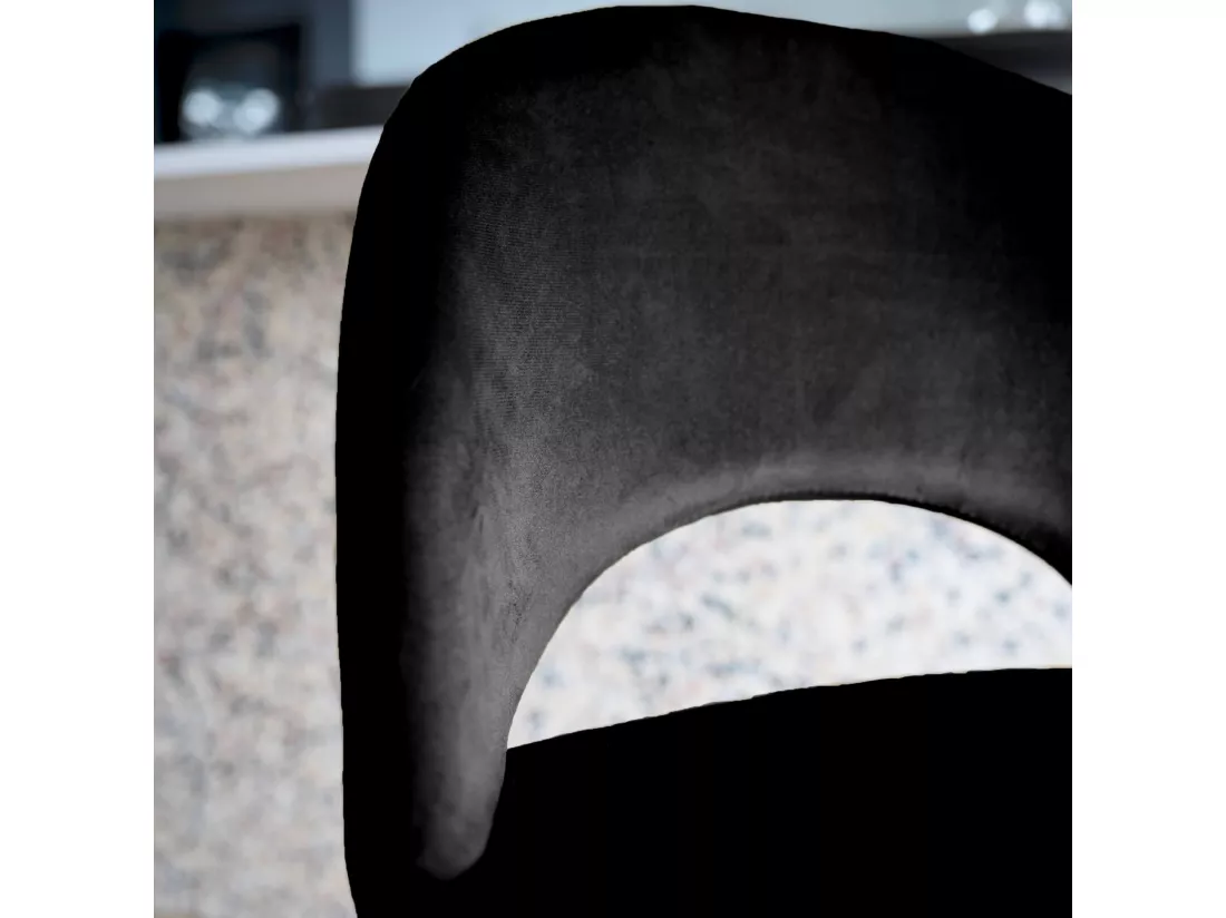 Lot de 2 chaises pour îlot central 65 cm en velours noir - Pénélope