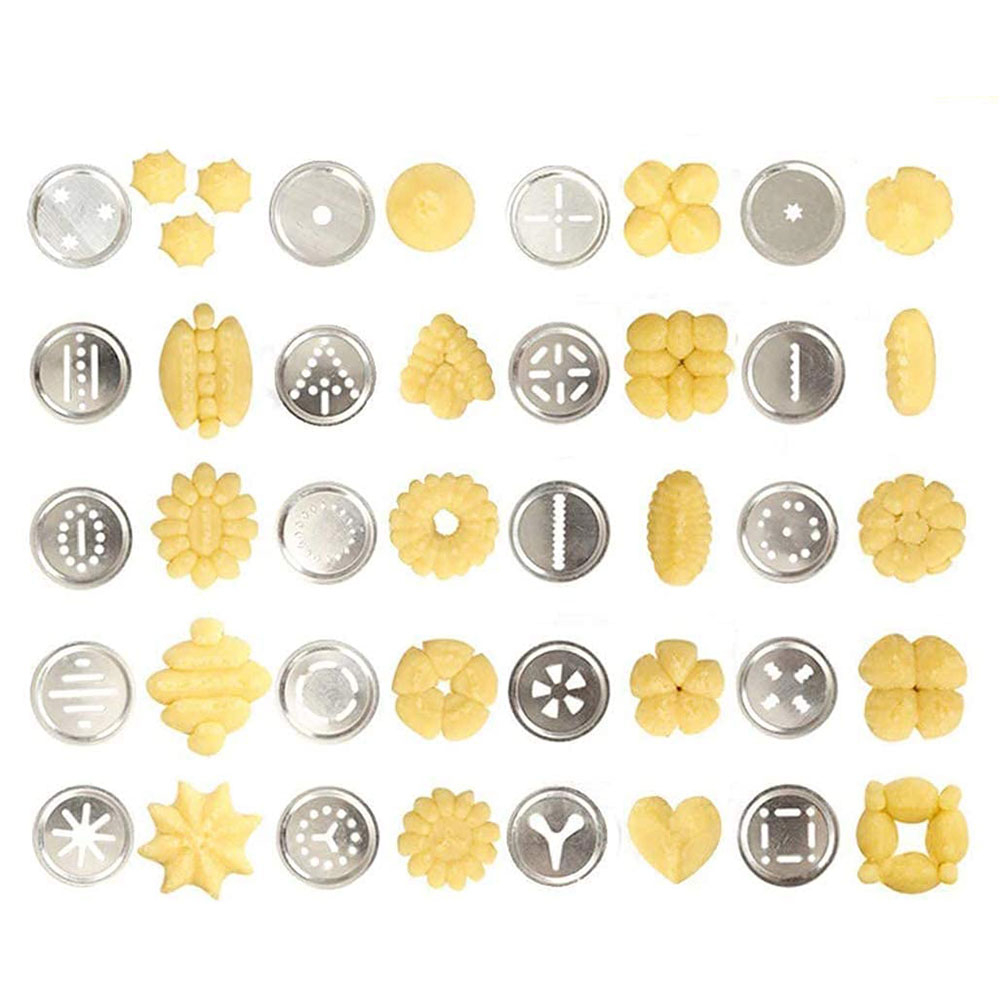 (25-tlg. Set) Edelstahl Biscuit Maker Keks Backform Cookies Pressmaschine - Silber