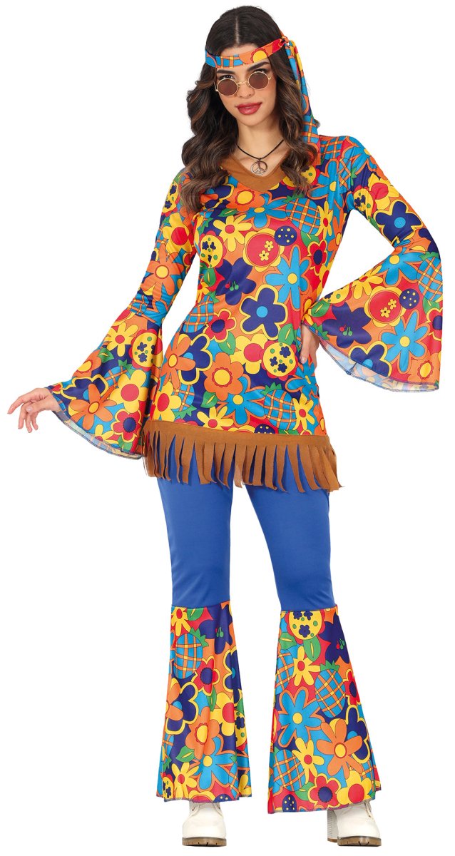 Hippie 60S Kostuum Dames Bloemen 3 delig