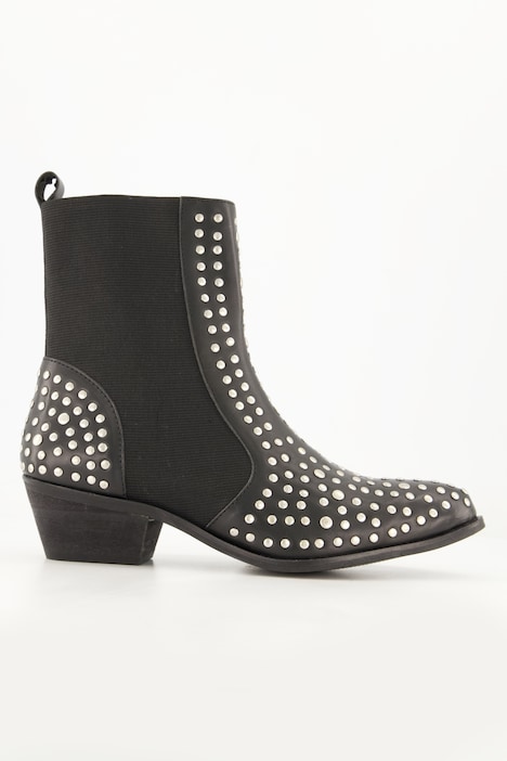 Cowboy-Stiefeletten, Leder, Ziernieten, Elastikeinsätze, Weite H