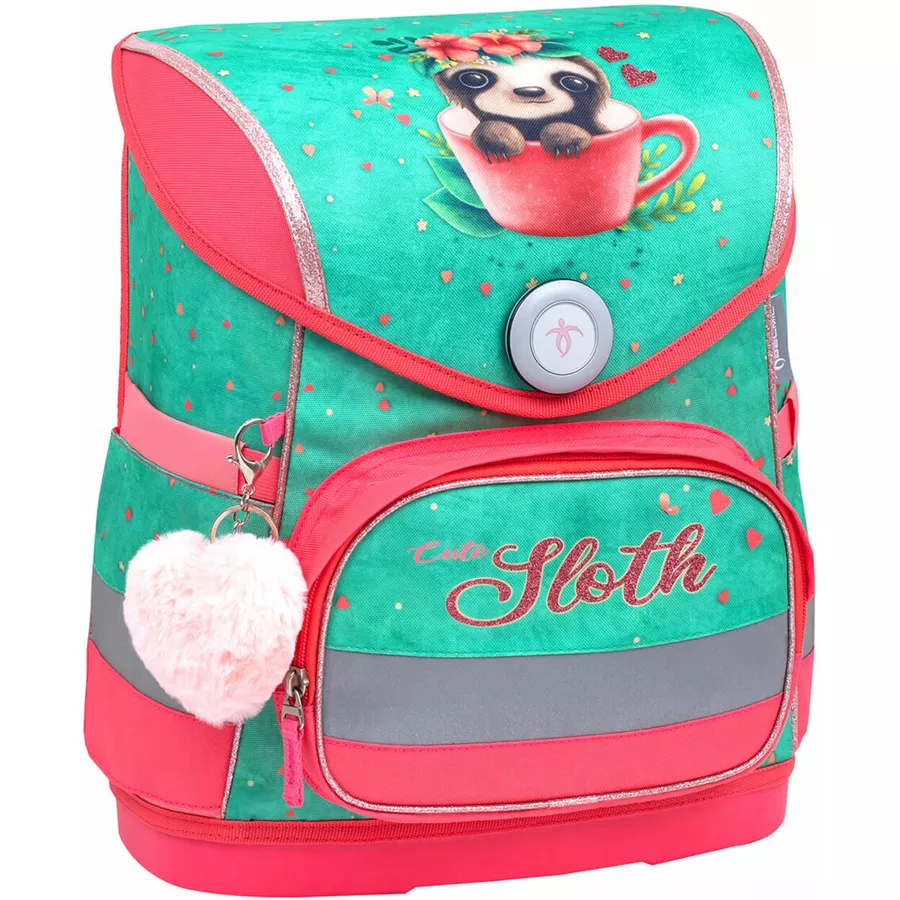 Belmil Schulranzen Compact Schulranzen Set 4-teilig mit Brustgurt Cute Sloth