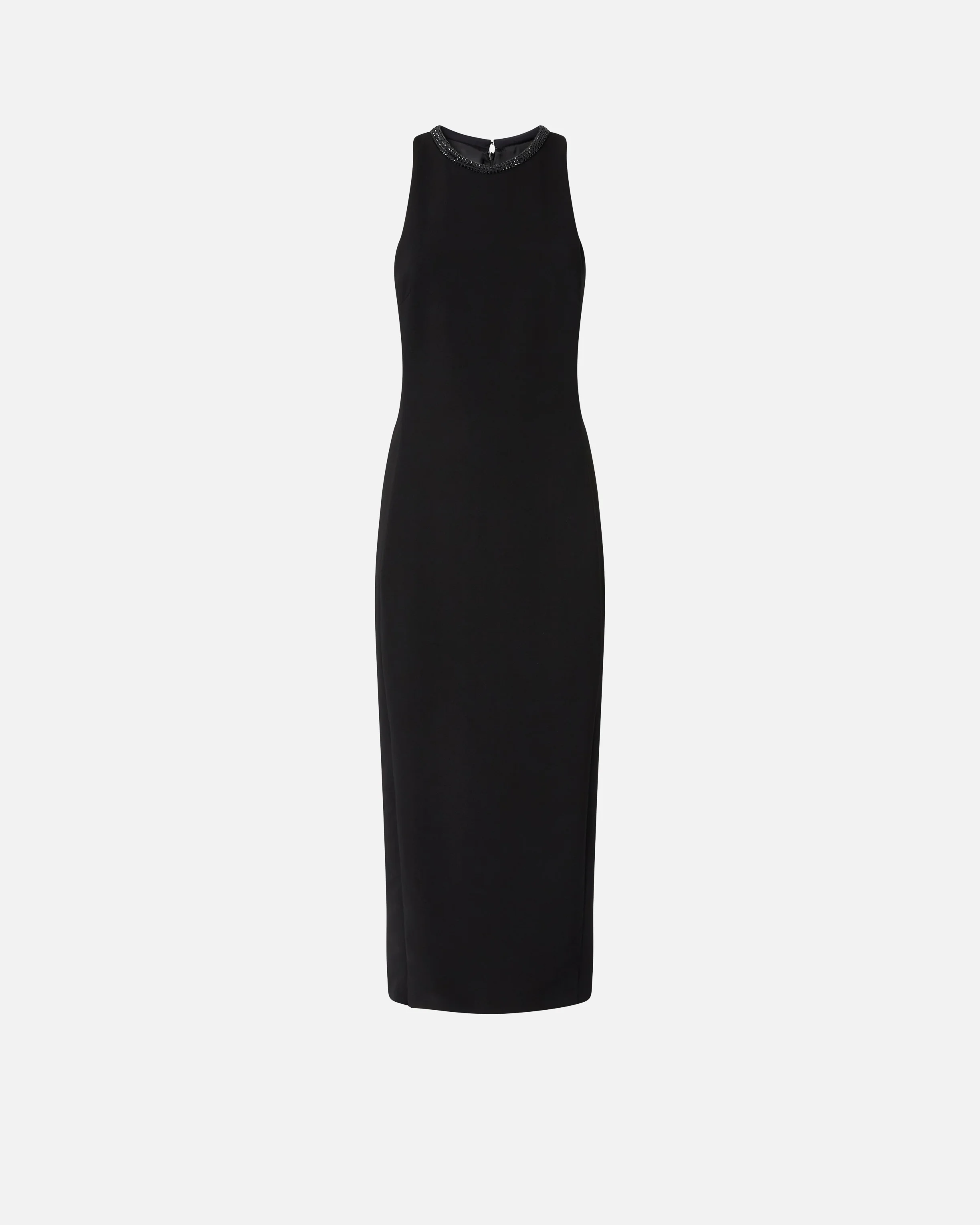 Robe fourreau noire avec encolure en strass | Noir