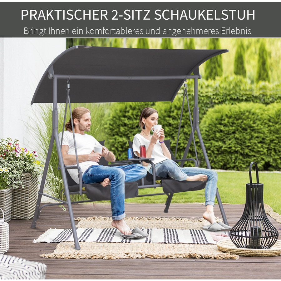 Outsunny Gartenschaukel mit Sonnendach grau