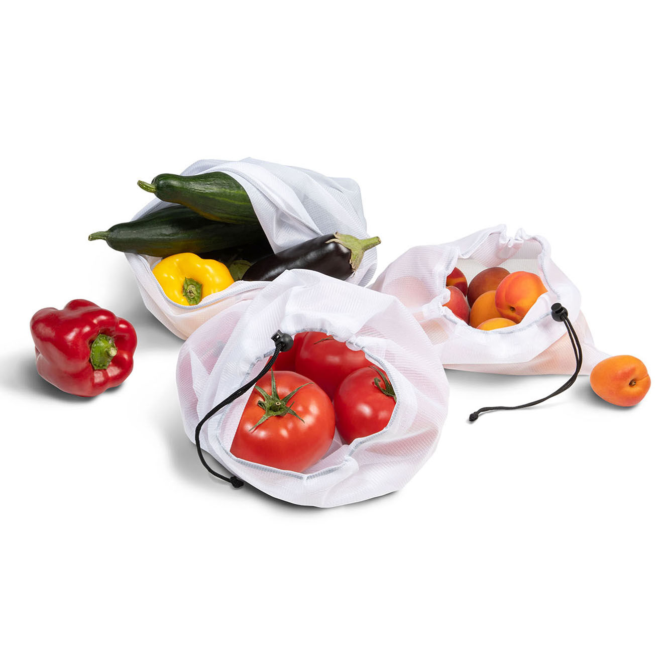 Idomya 10 Sacs fruits et légumes réutilisables noir/blanc