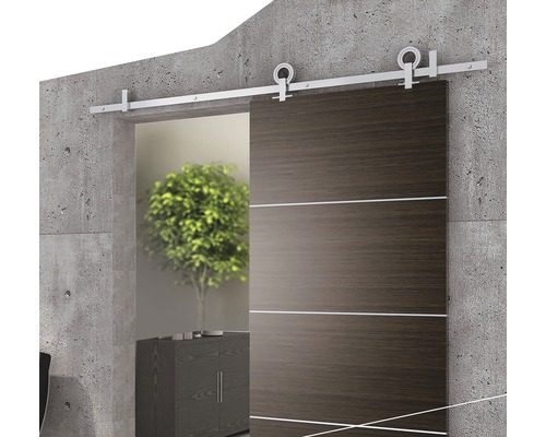 Intersteel 200 cm Modern Top schuifdeursysteem, geborsteld roestvrij staal