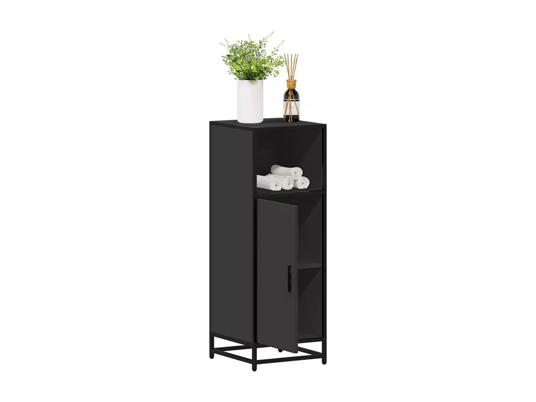 Armoire de salle de bain noir 35x37,5x100 cm bois d'ingénierie