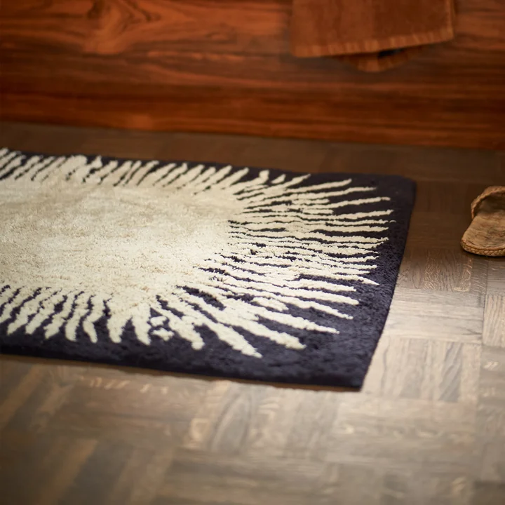 HKliving - Monochrome Badematte, 75 x 120 cm, schwarz / weiss