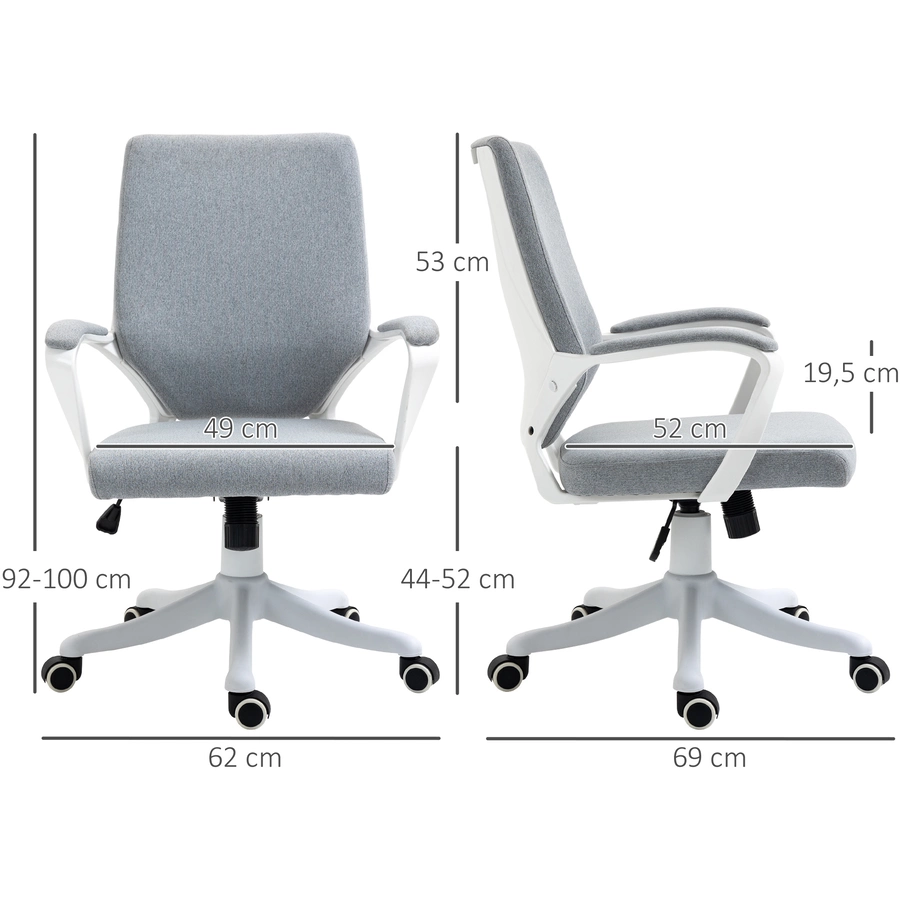 Vinsetto Bürostuhl ergonomisches liniendesign, weiche Polsterung grau