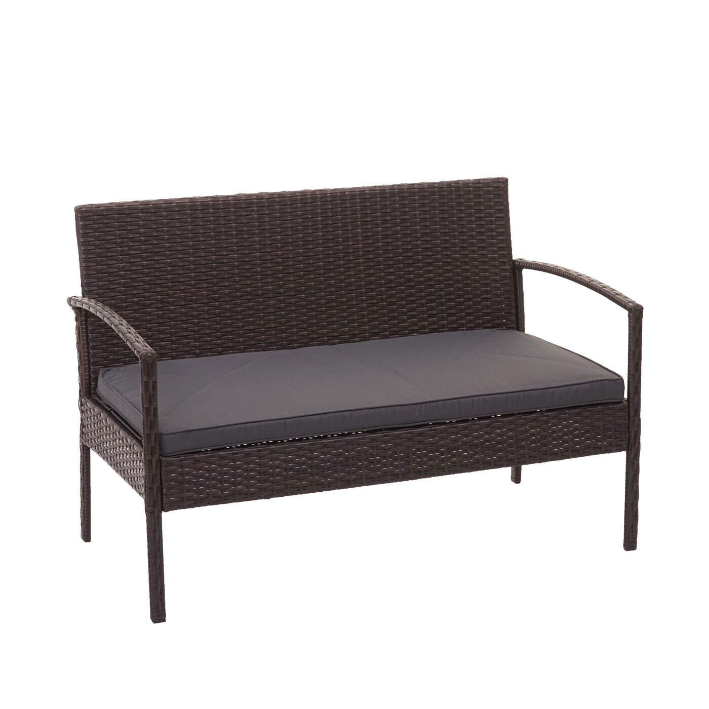 Poly-Rattan Garnitur MCW-F56, Balkon-/Garten-/Lounge-Set Sitzgruppe ~ braun, Kissen dunkelgrau