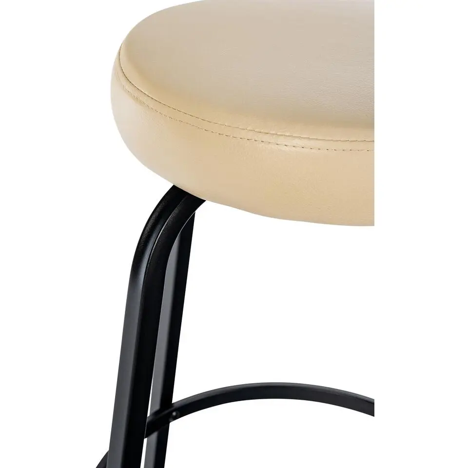 CLP Barkruk Kamari mat zwart Frame - Kunstleer - creme