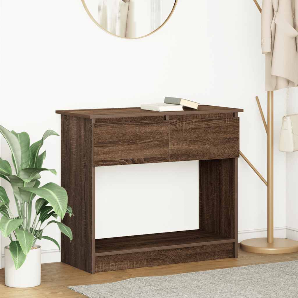 vidaXL Consoletafel met lades bruin eiken 85,5x38,5x74,5 cm