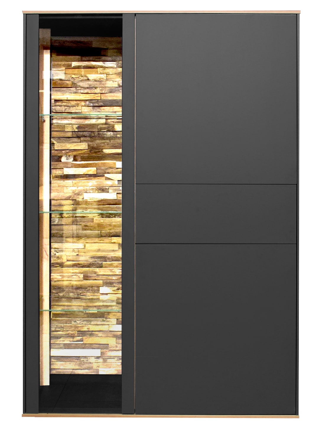 Highboard Como101x145x42 cm Anthrazit matt lack / Asteiche-Dekor