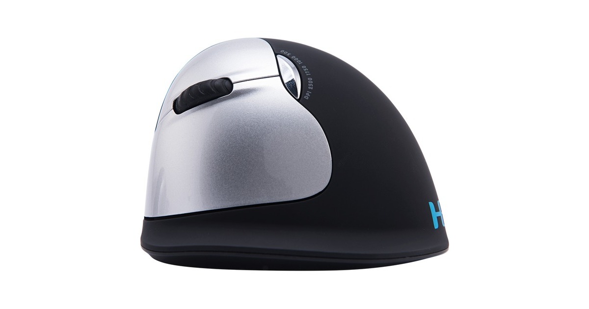 R-Go ToolsHE Mouse Large Links Draadloos  (Zwart/zilver, 500 - 2500dpi, Large (Handlengte boven de 185mm))