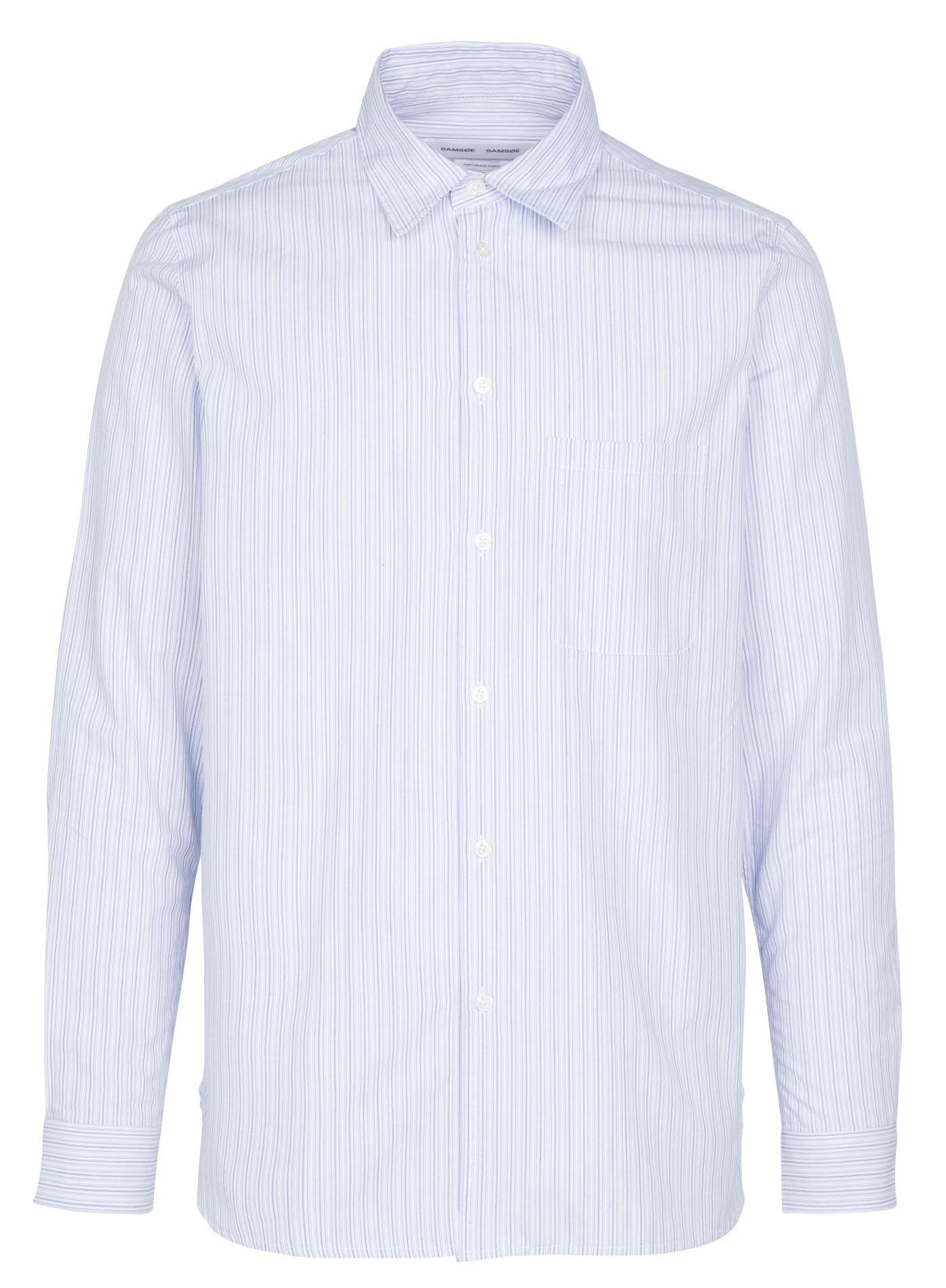 LIAM - Chemise col classique regular-fit à rayures en coton bio | Bleu