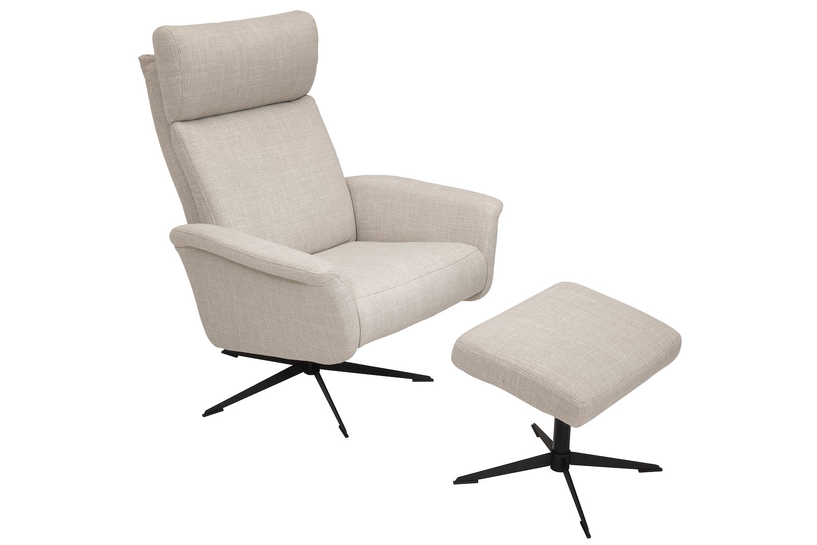 Leo lenestol I tekstil Bjorn 9950 beige med polaris sokkel i sort. Medium størrelse og manuell funksjon.