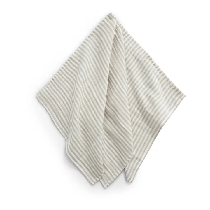 garbo&friends Langes Stripe Anjou en coton bio - Set de 3 | Gris clair