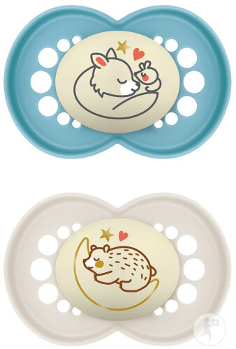 Mam Baby Sucette Original Night Silicone 6-16 Mois Unisex 2 Pièces
