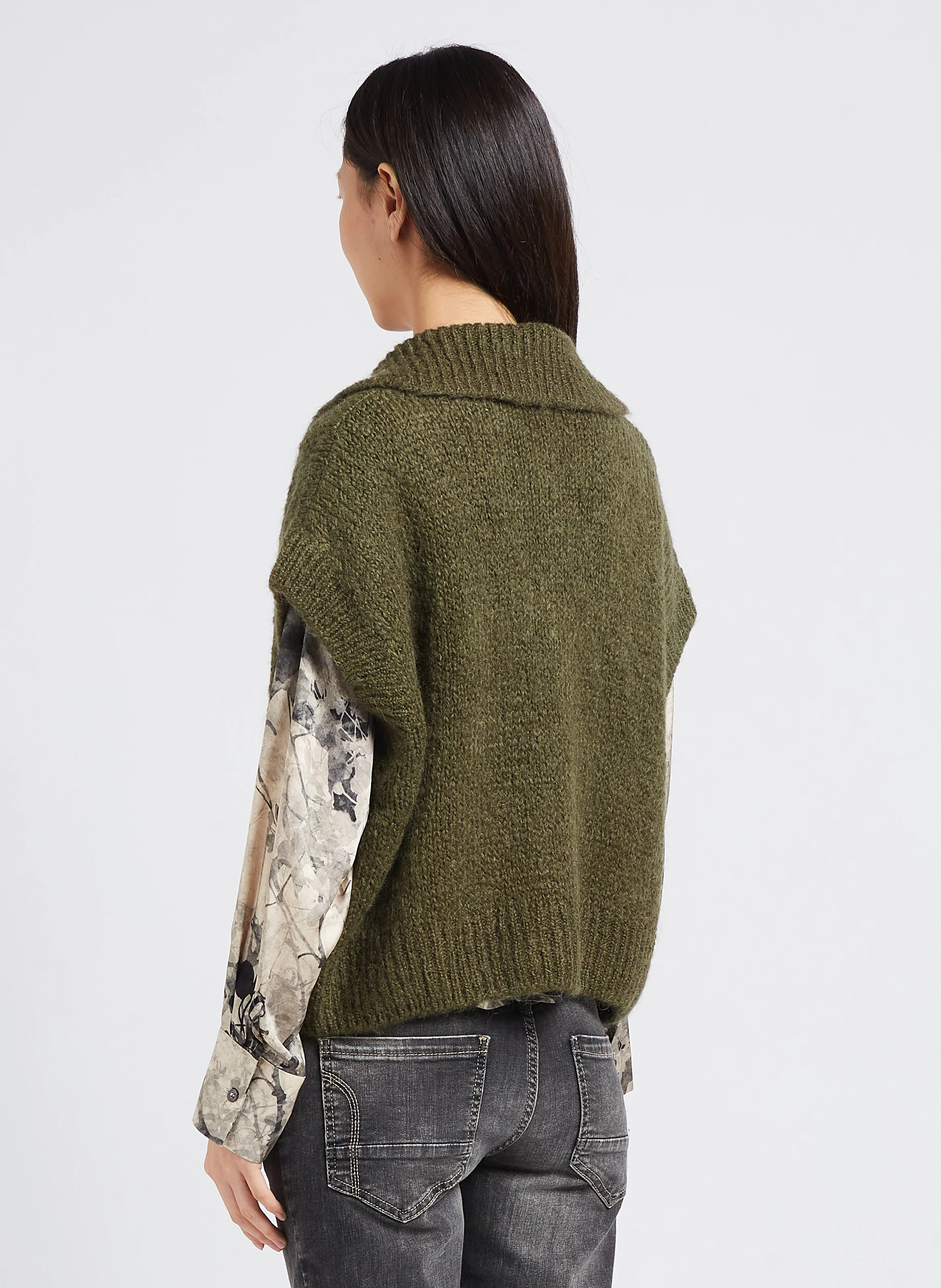 Gilet col classique ample | Kaki