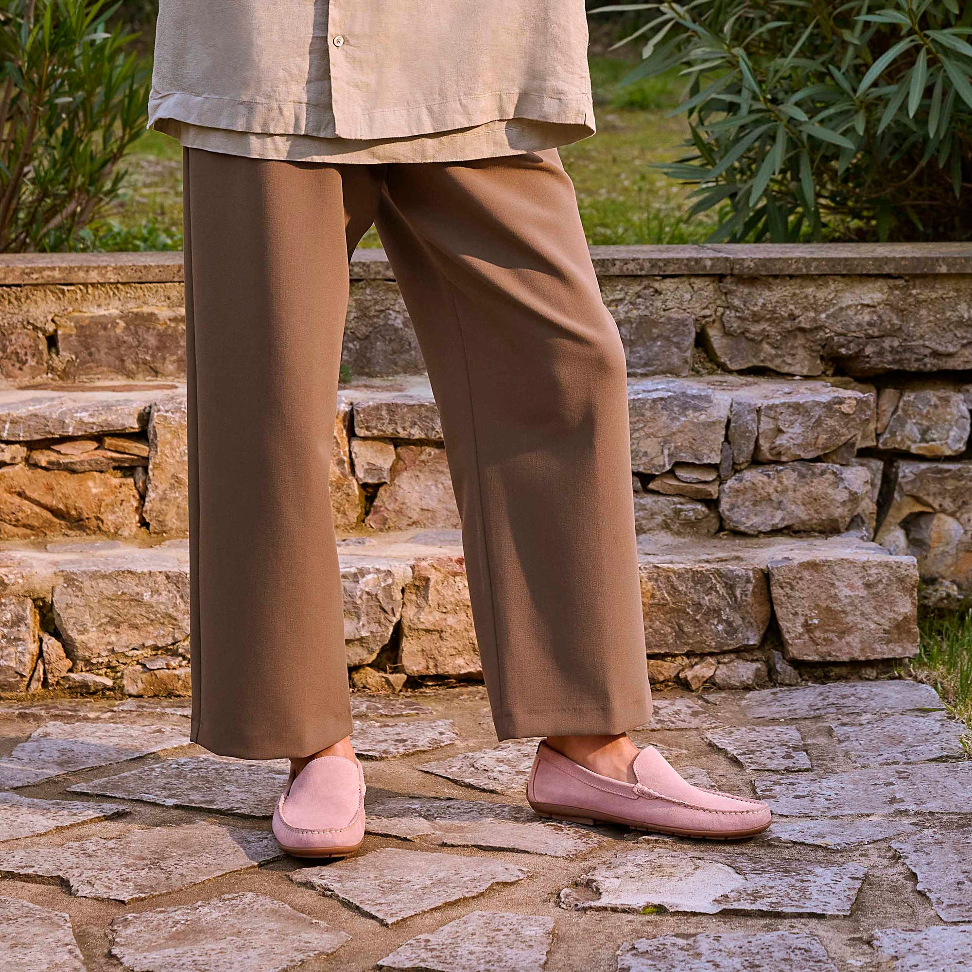 Mocassins Homme en cuir rose