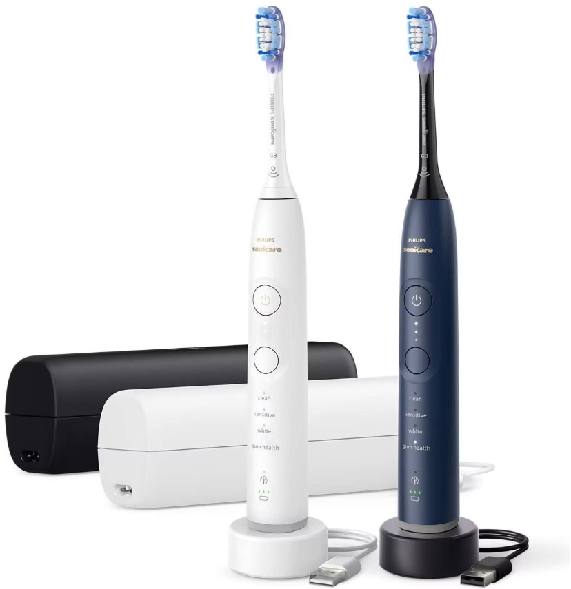 PHILIPS Sonicare 7100 elektrische Schallzahnbürste HX7429/01 Duopack weiss & mitternachtsblau 2 Stk