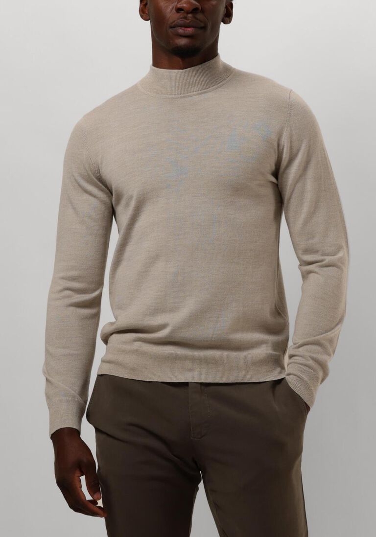 beige profuomo trui pullover mock