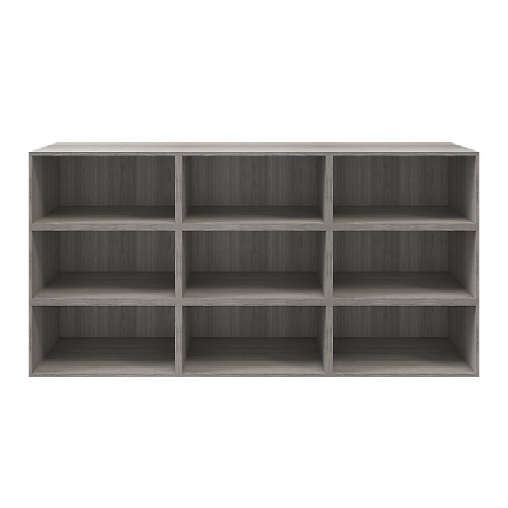 Buffet ouvert effet chêne grisé 9 cases GoodHome Atomia H. 112,5 x L. 225 x P. 35 cm