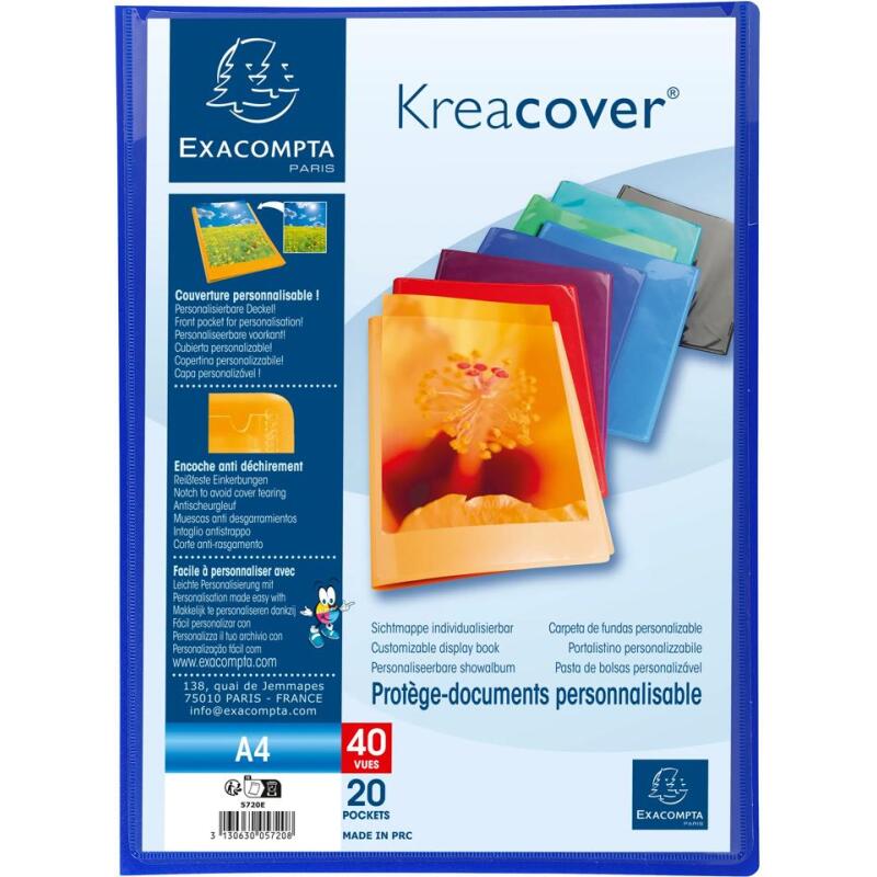 Protège-documents polypropylène semi rigide Kreacover® Opaque 20 pochettes - 40 vues - A4