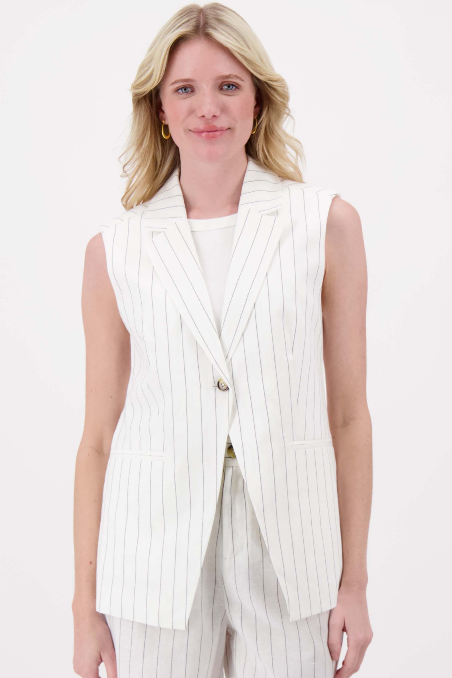 lang mouwloos gilet pin stripe