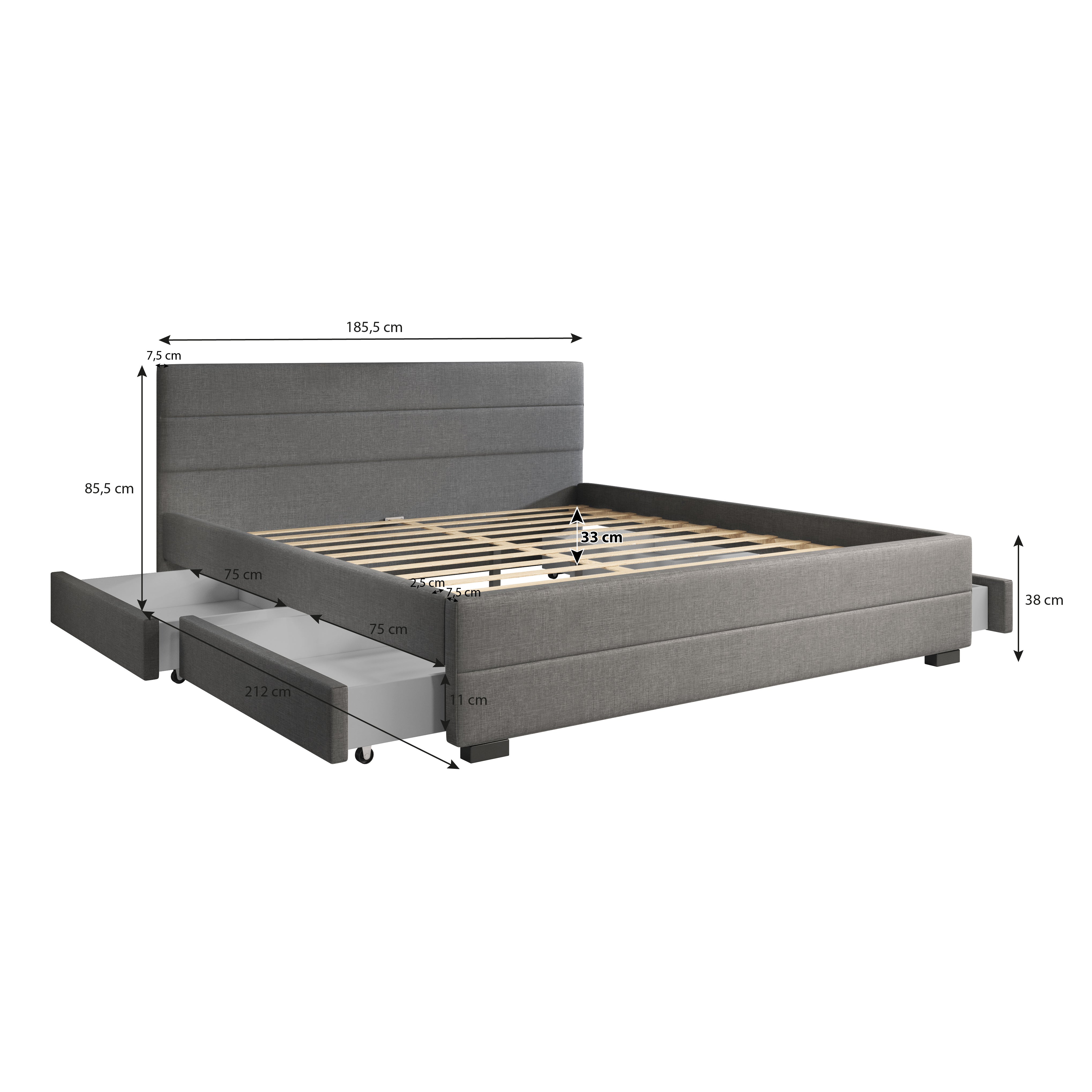 Loox - Tweepersoonsbed - Beige ribstof - 140x200 cm