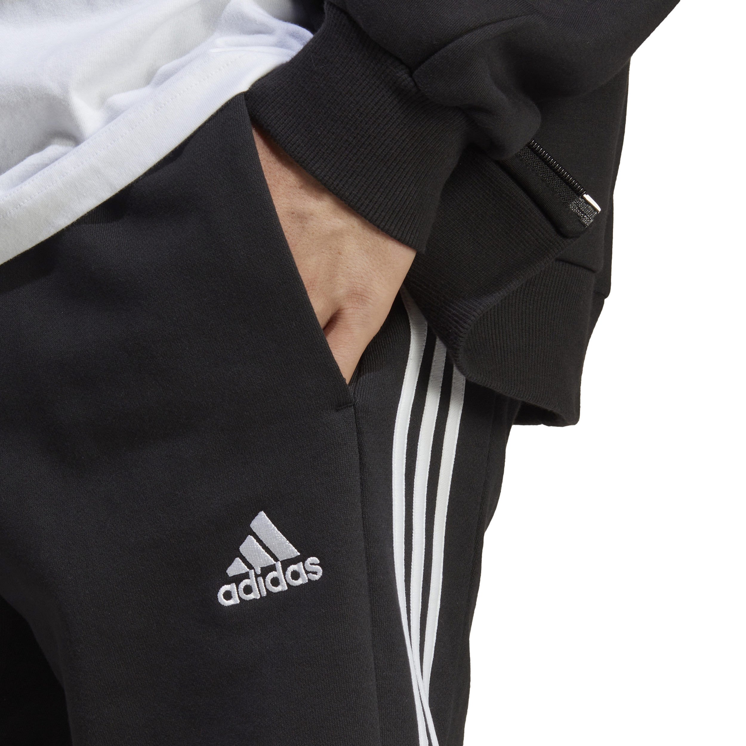 adidas 3 Stripes French Terry Shorts Hommes - Noir , Blanc