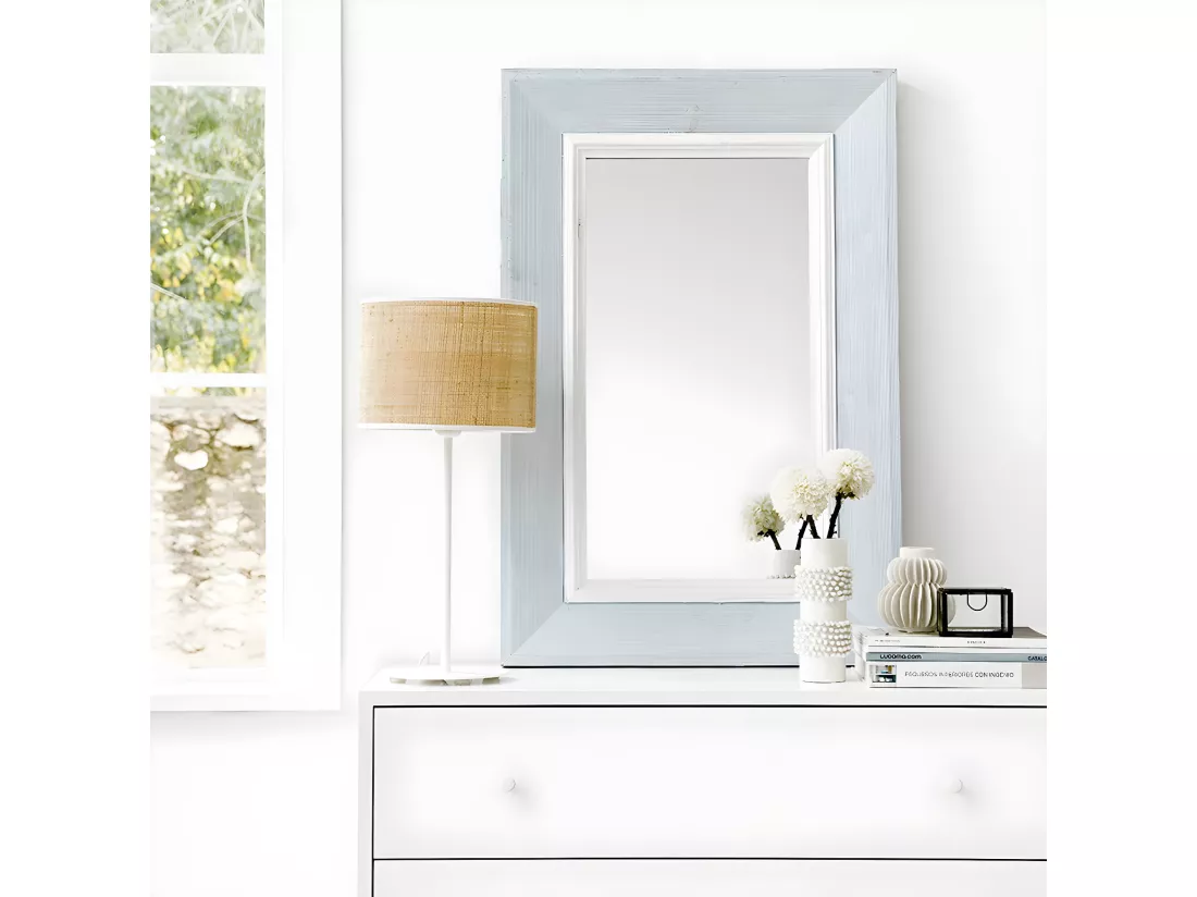 Miroir mural bois 90 cm x 60 cm-Daul