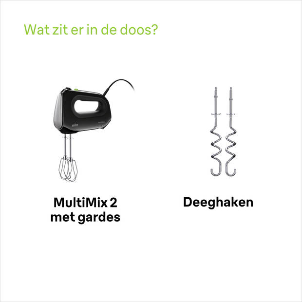 Braun HM2110 handmixer MultiMix2 Zwart/rvs 500W